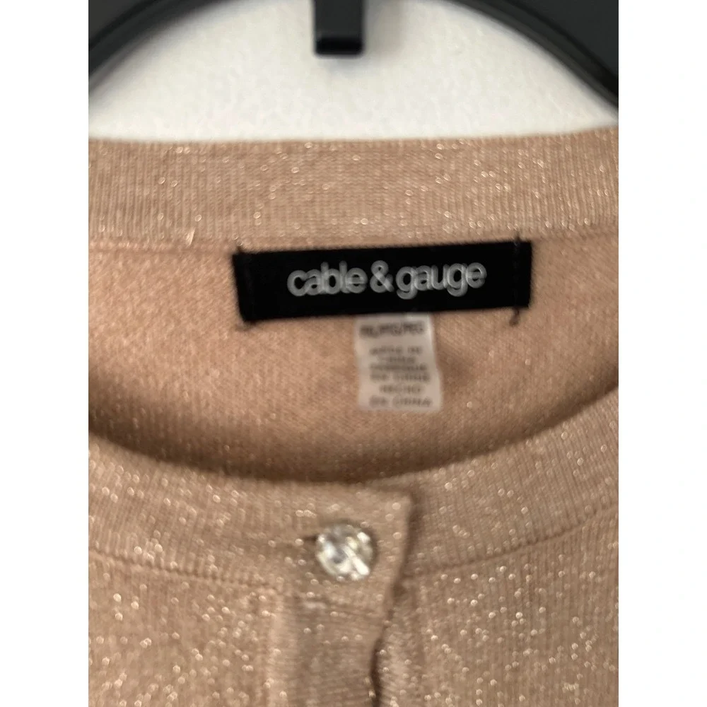 Cable & Gauge Womens Tan Glitter Knit Cardigan‎ Button Up Long Sleeve Top XLP